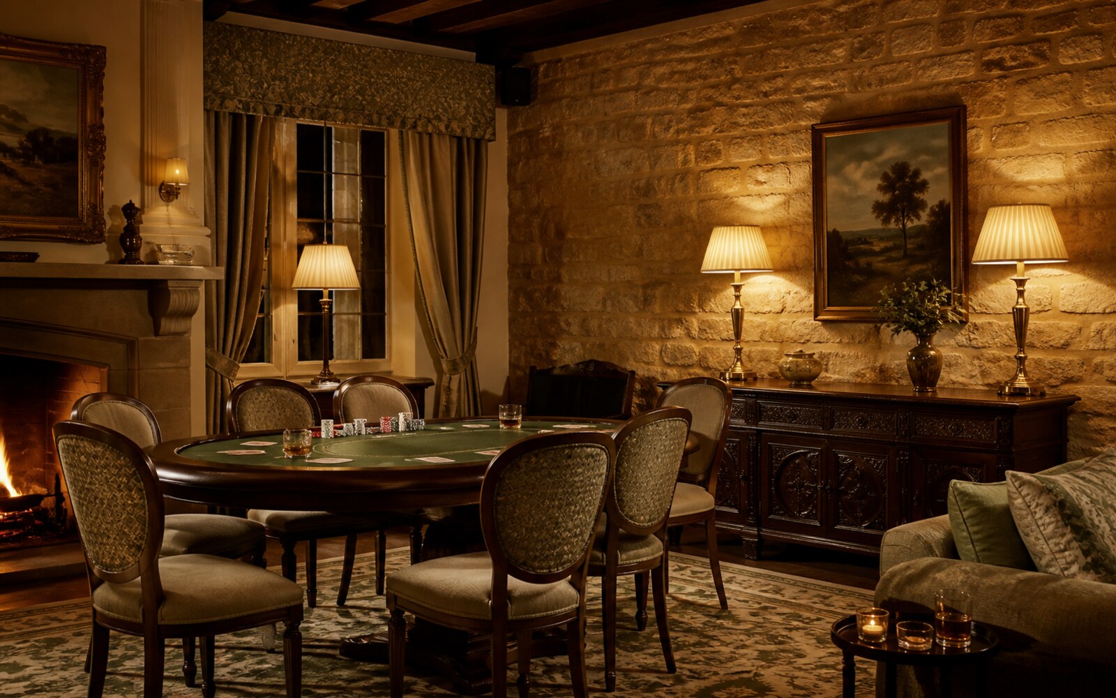 The intimate stone room within the Casino